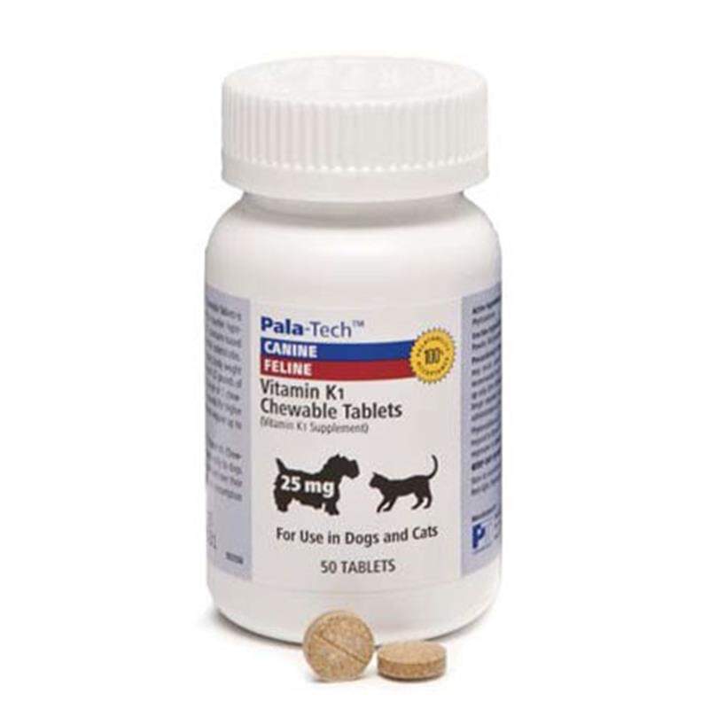 PalaTech Vitamin K1 25 mg Chewable Tablets for Dogs and Cats, 50 ct