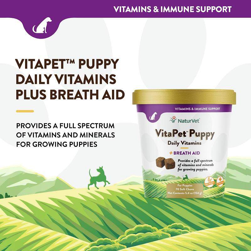 NaturVet VitaPet Puppy Daily Vitamins Plus Breath Aid Soft Chews, 70 ct