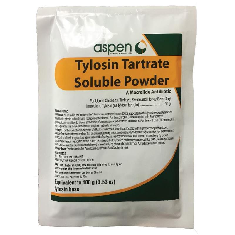 Tylosin Tartrate Soluble Powder 100g FOR poultr Respiratory tract infection cold 